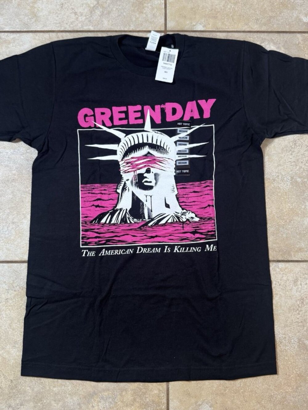 Green Day Blindfolded Lady Liberty T-Shirt Size MEDIUM New With Tags